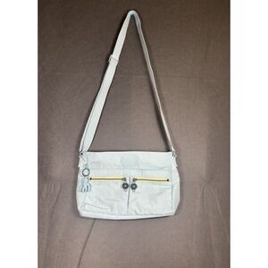 Kipling Angie Handbag Crossbody Light Blue Nylon Travel Bag Adjustable Strap